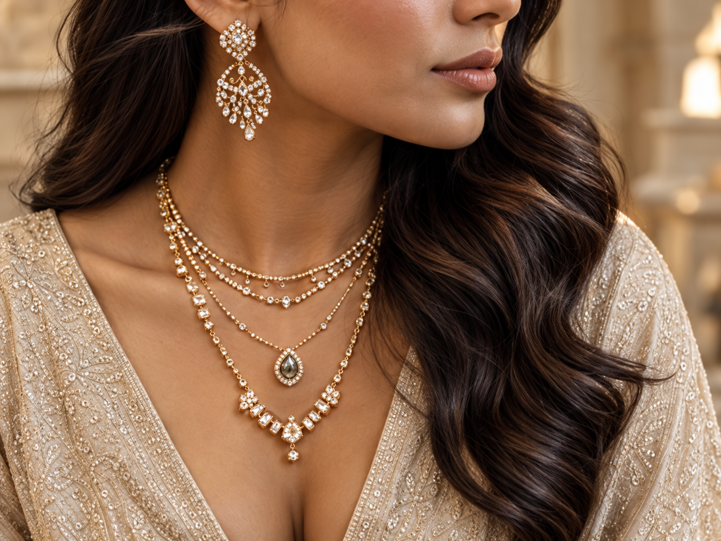 Woman wearing Silver Moon jewellery