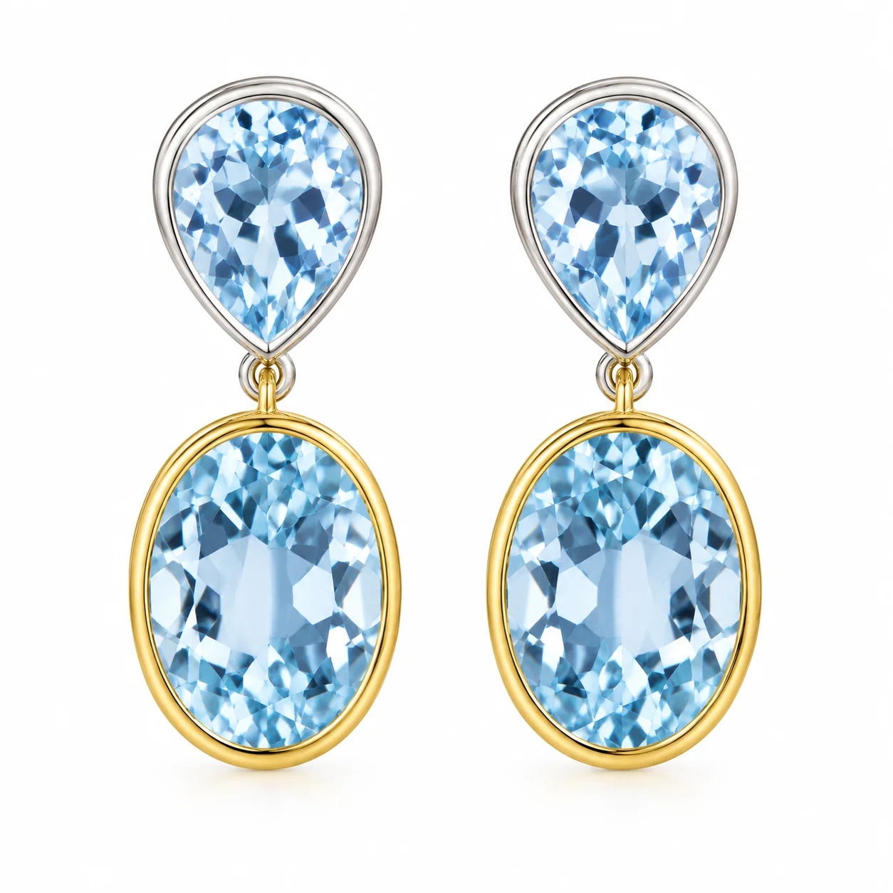 Aquamarine Teardrop and Oval Earrings