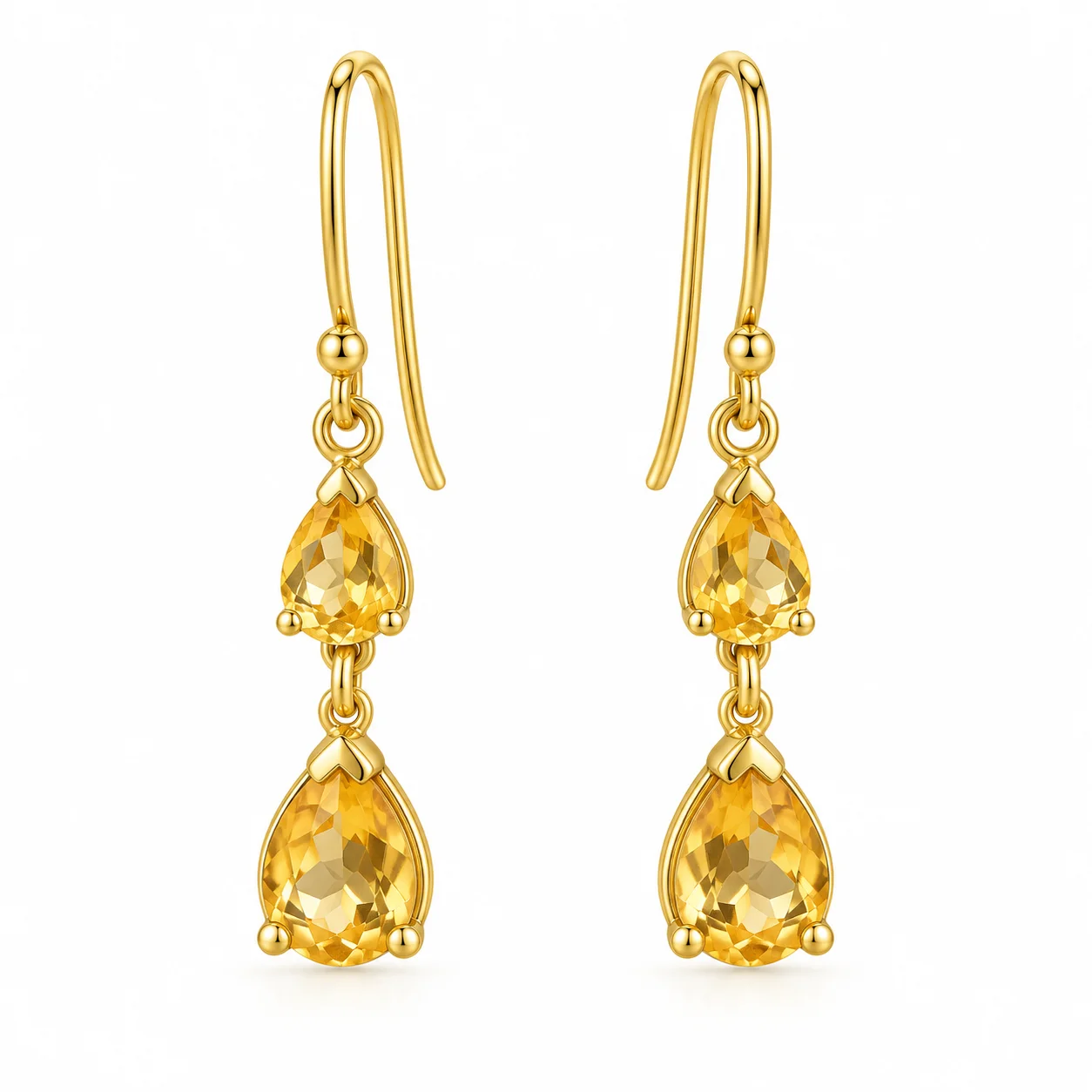 Citrine Gold Teardrop Earrings