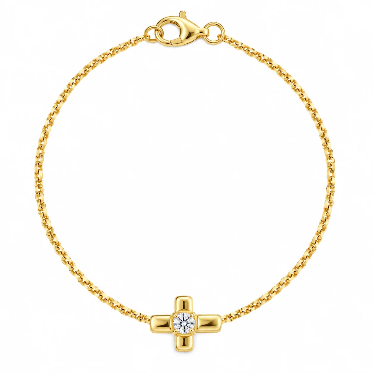 Elegant Gold Cross Diamond Chain Bracelet
