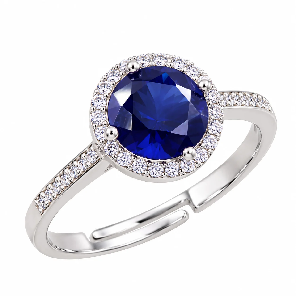 Elegant Sapphire Halo Diamond Ring