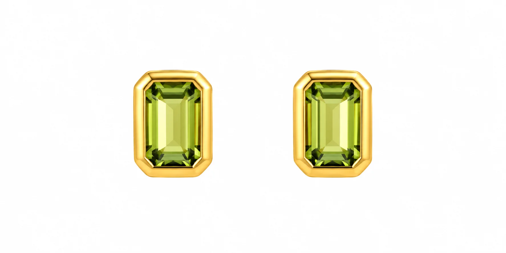 Emerald-Cut Green Gemstone Stud Earrings