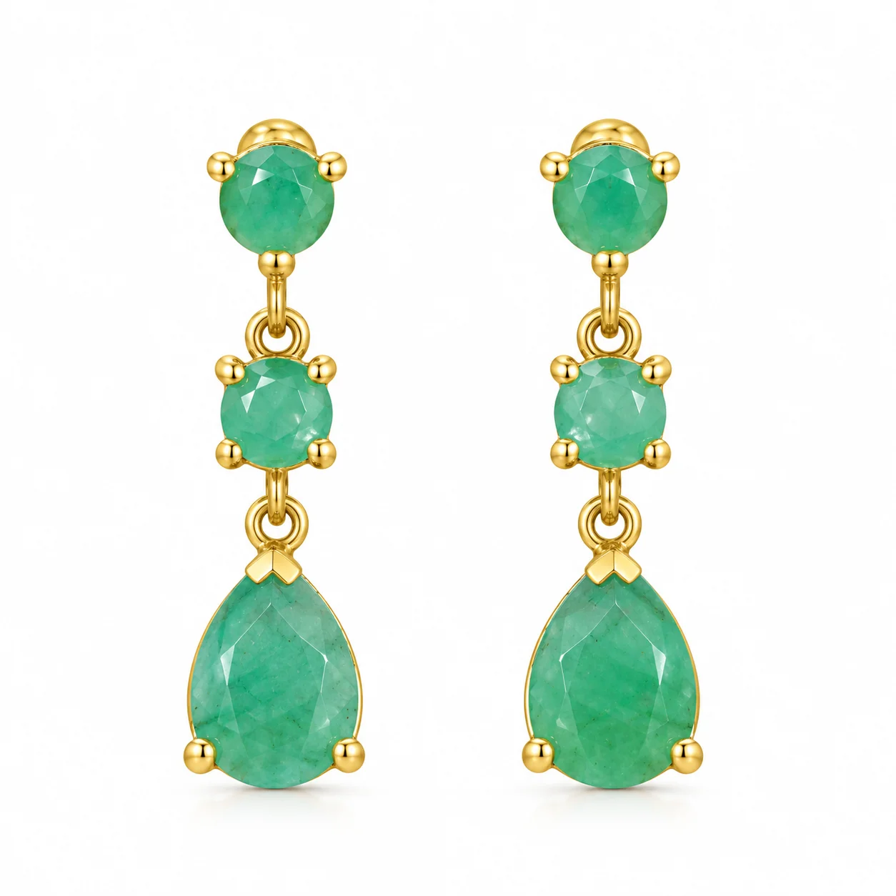 Emerald Gold Teardrop Earrings