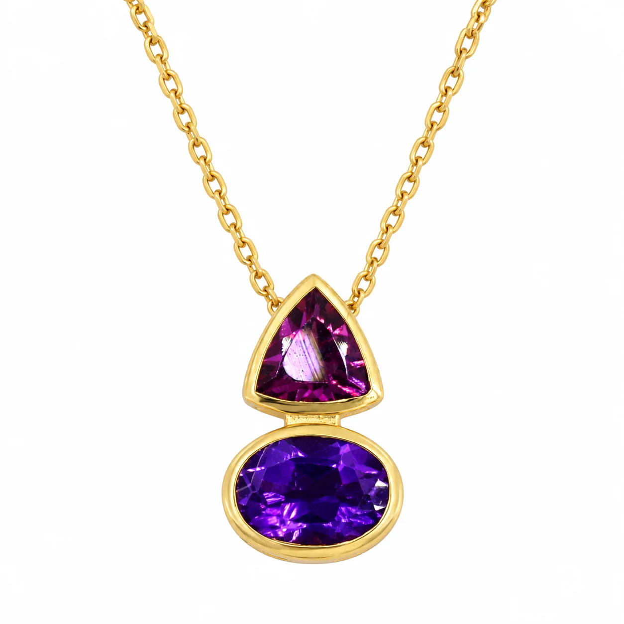 Gold and Amethyst Two-Stone Pendant