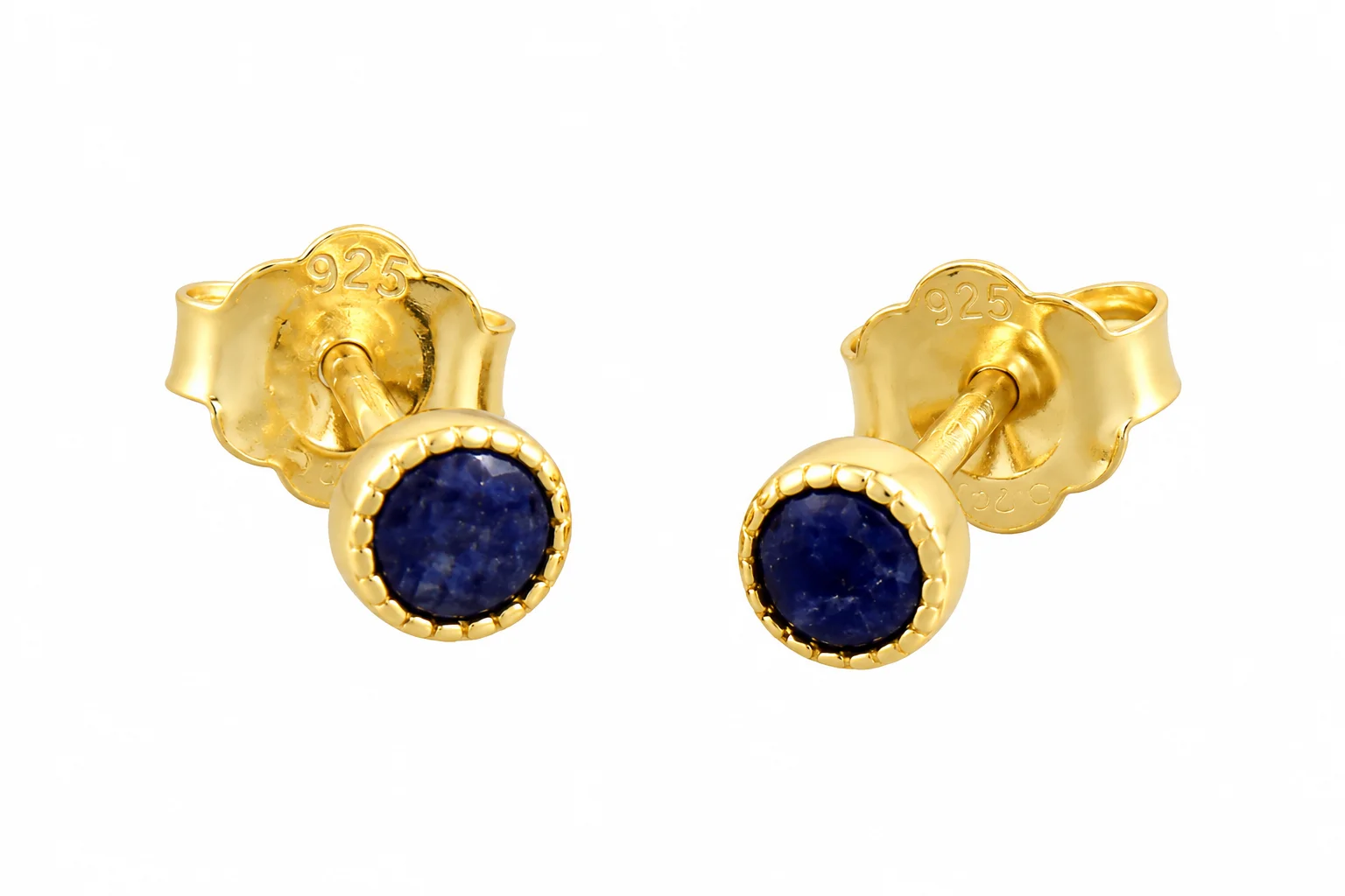 Gold and Navy 925 Stud Earrings