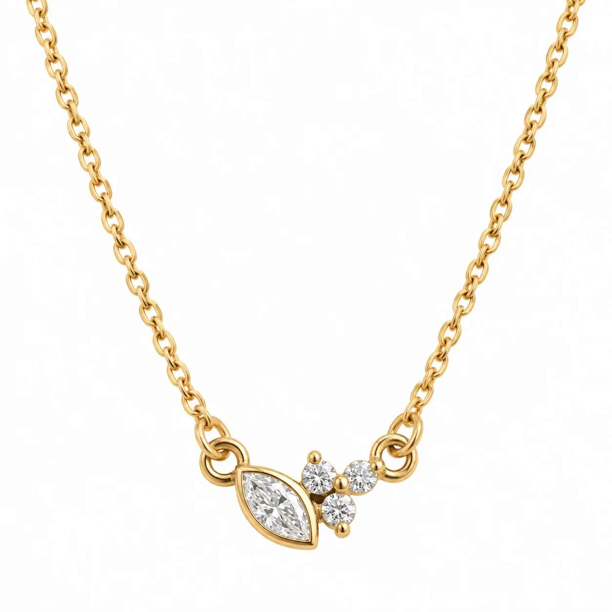 Gold Chain Necklace with Multi Shape Diamond