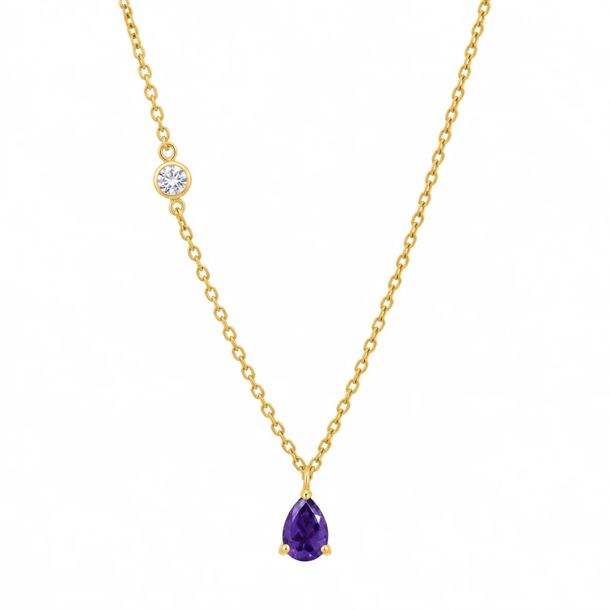 Gold Chain with Purple Pendant