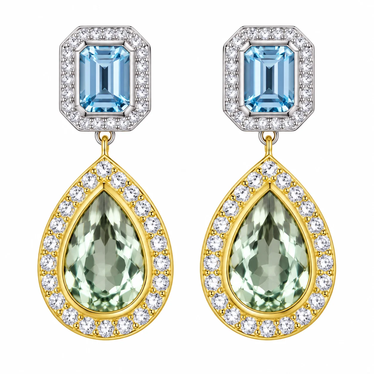 Gold Plated Silver Multi Gemstone Drop Earring