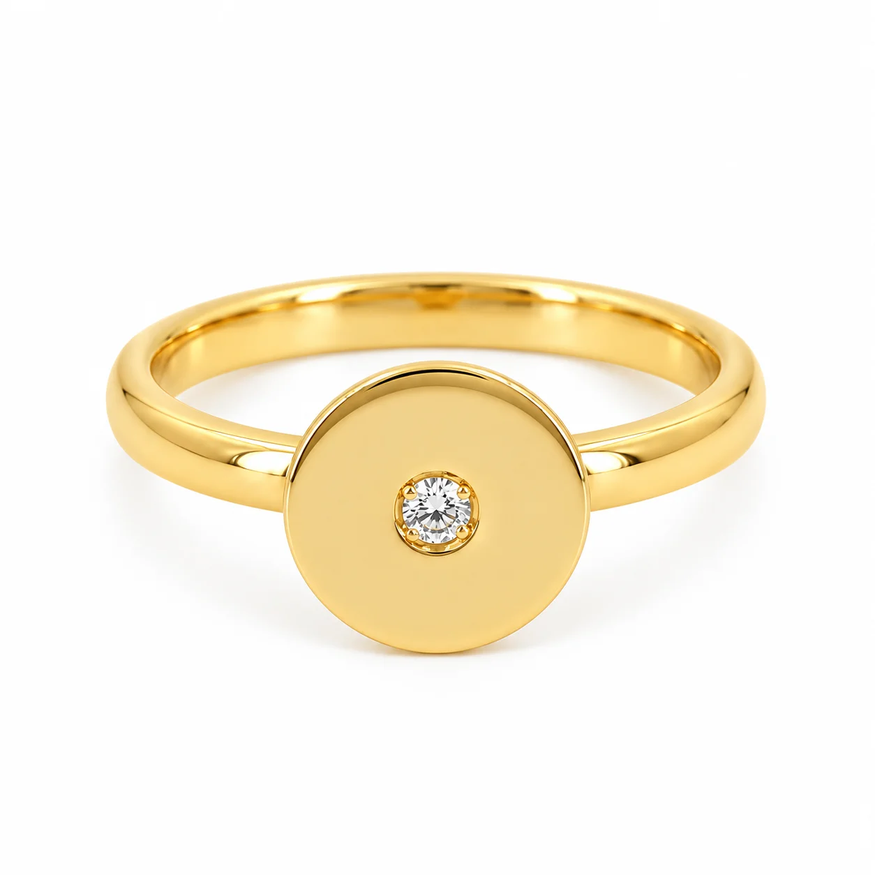 Golden Circular Coin Diamond Band Ring