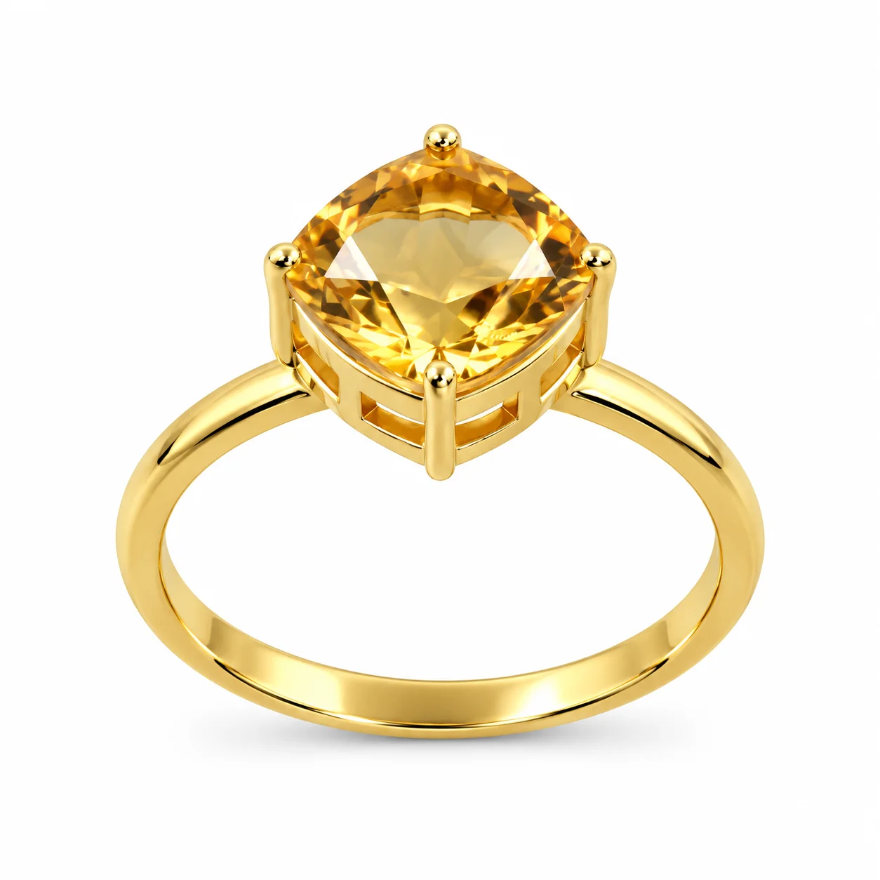 Golden Citrine Solitaire Ring