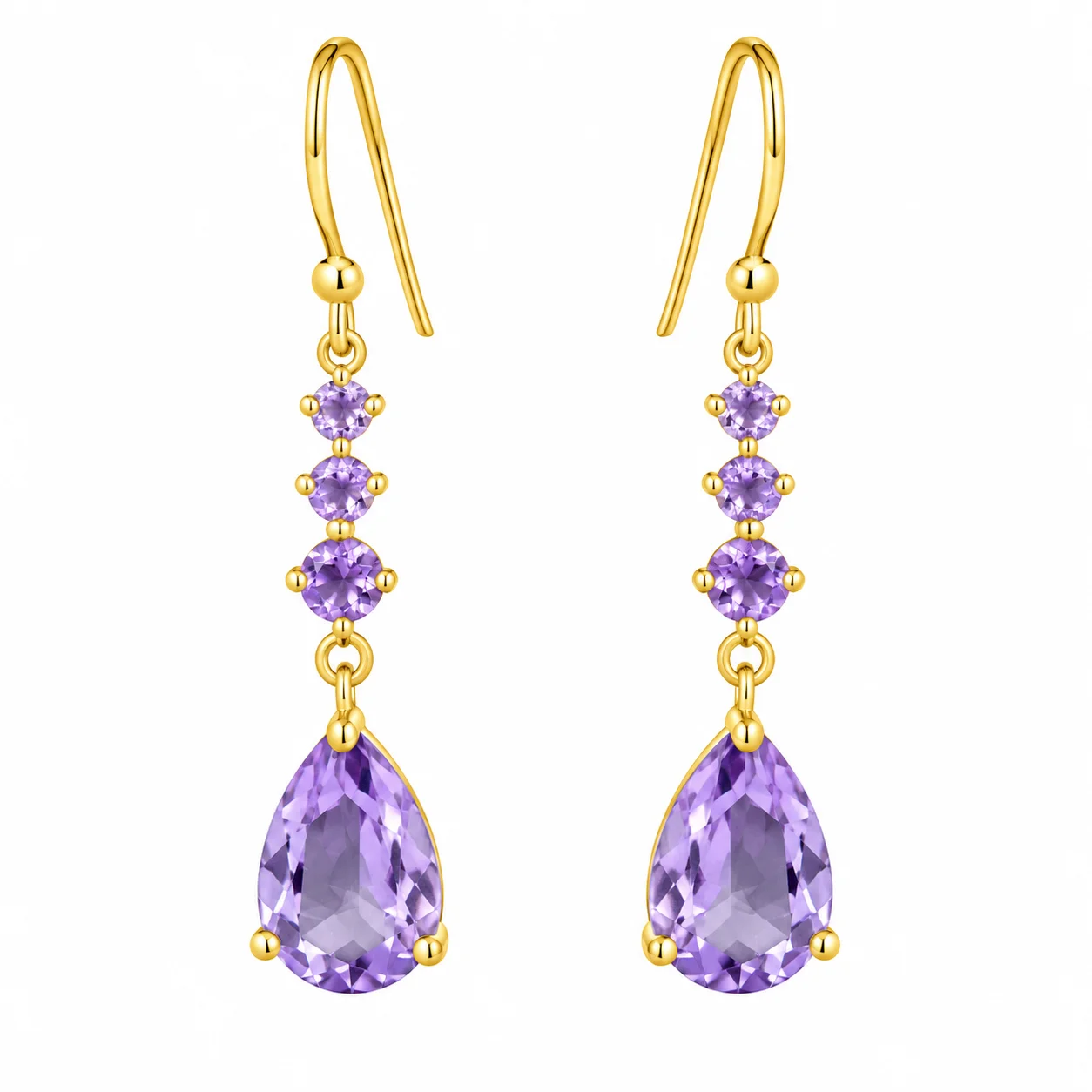 Golden Drop Earring with Purple Gemstone