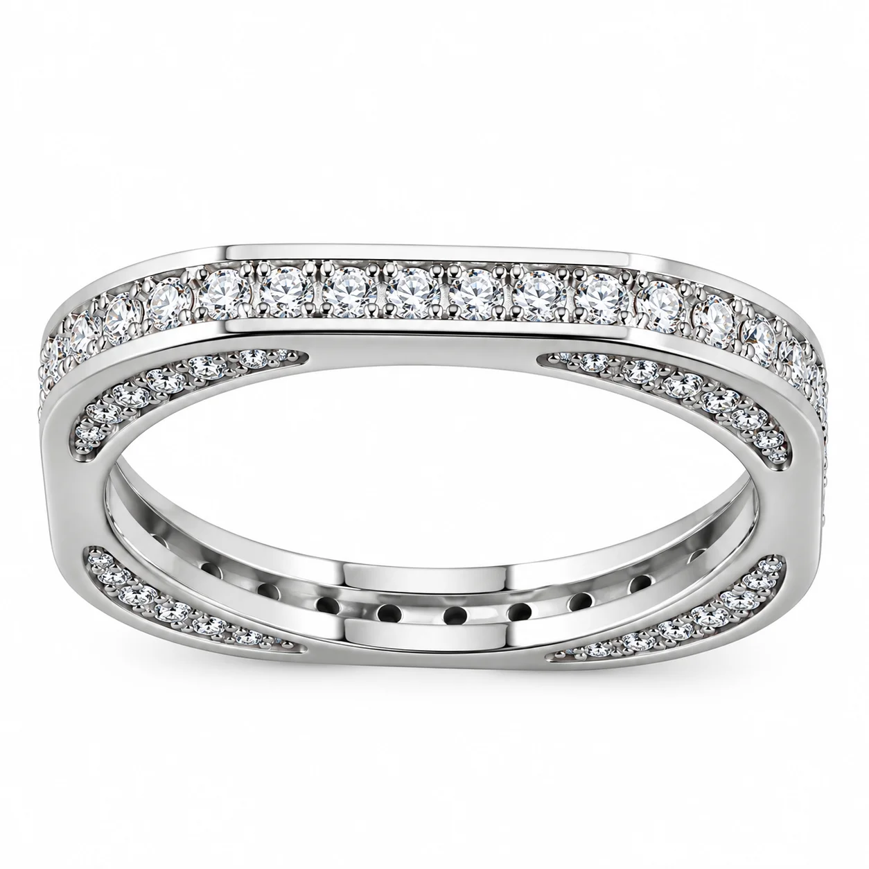 Pave Diamond Sterling Silver Ring