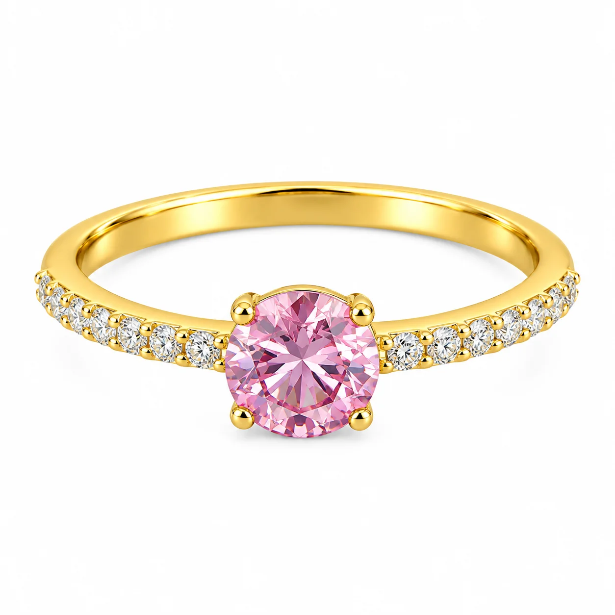 Pink Sapphire Pavé Gold Ring