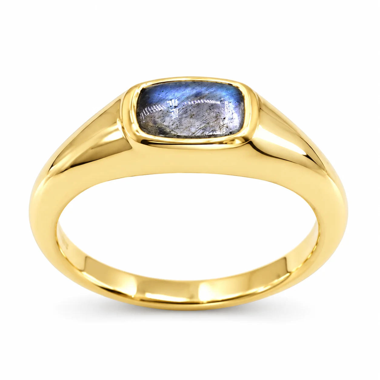 Polished Gold Labradorite Signet Ring