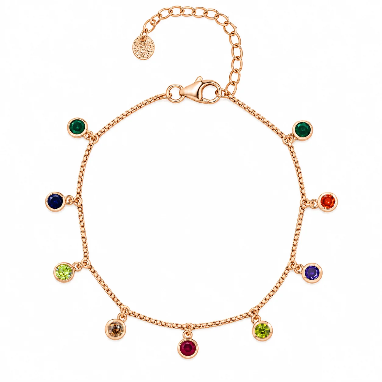 Rose Gold Gemstone Charm Bracelet