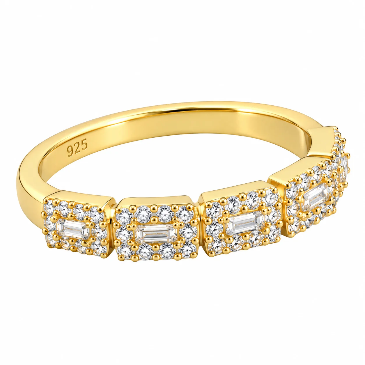 Segmented Gold Diamond Cluster Ring