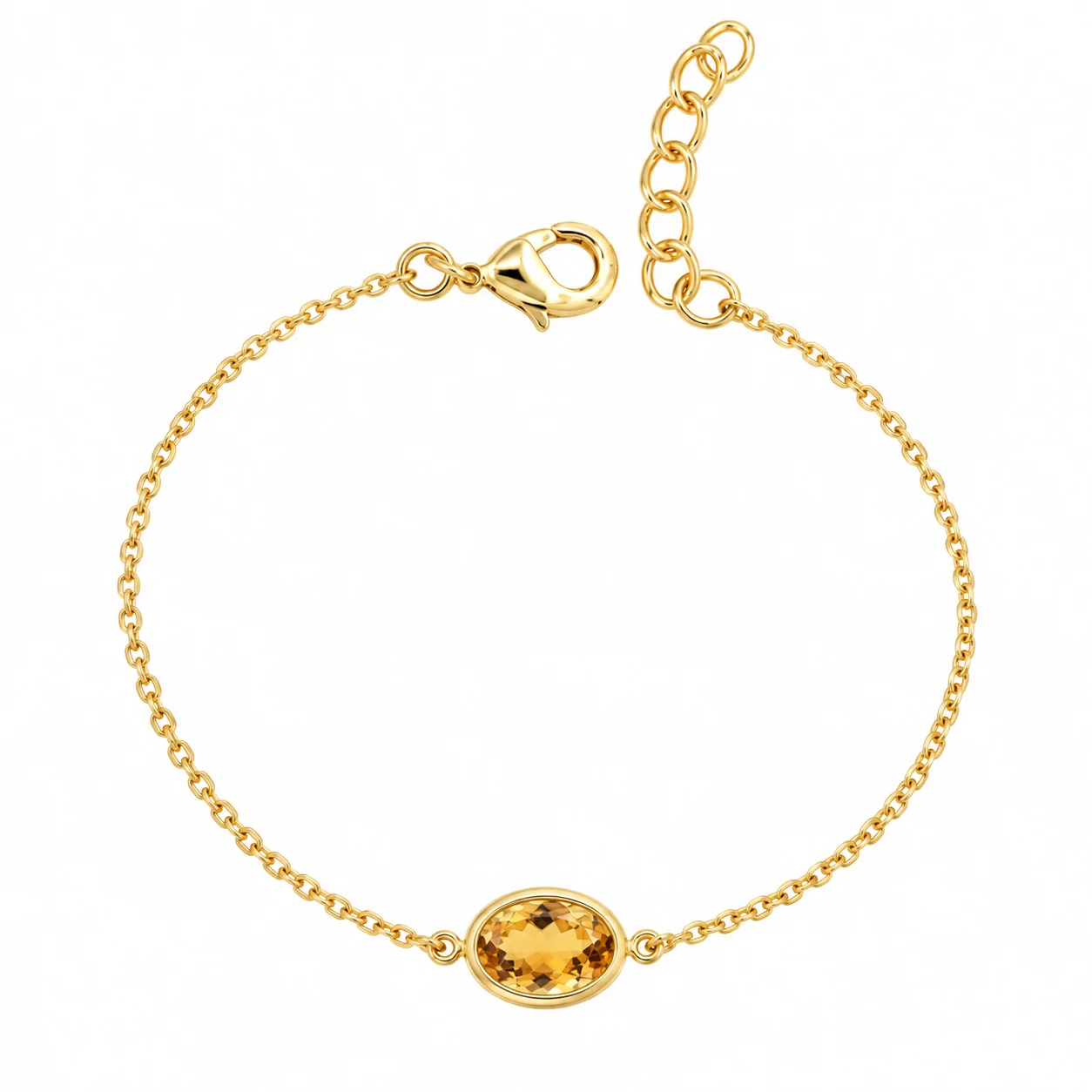 Delicate Gold Bracelet with Amber Gemstone