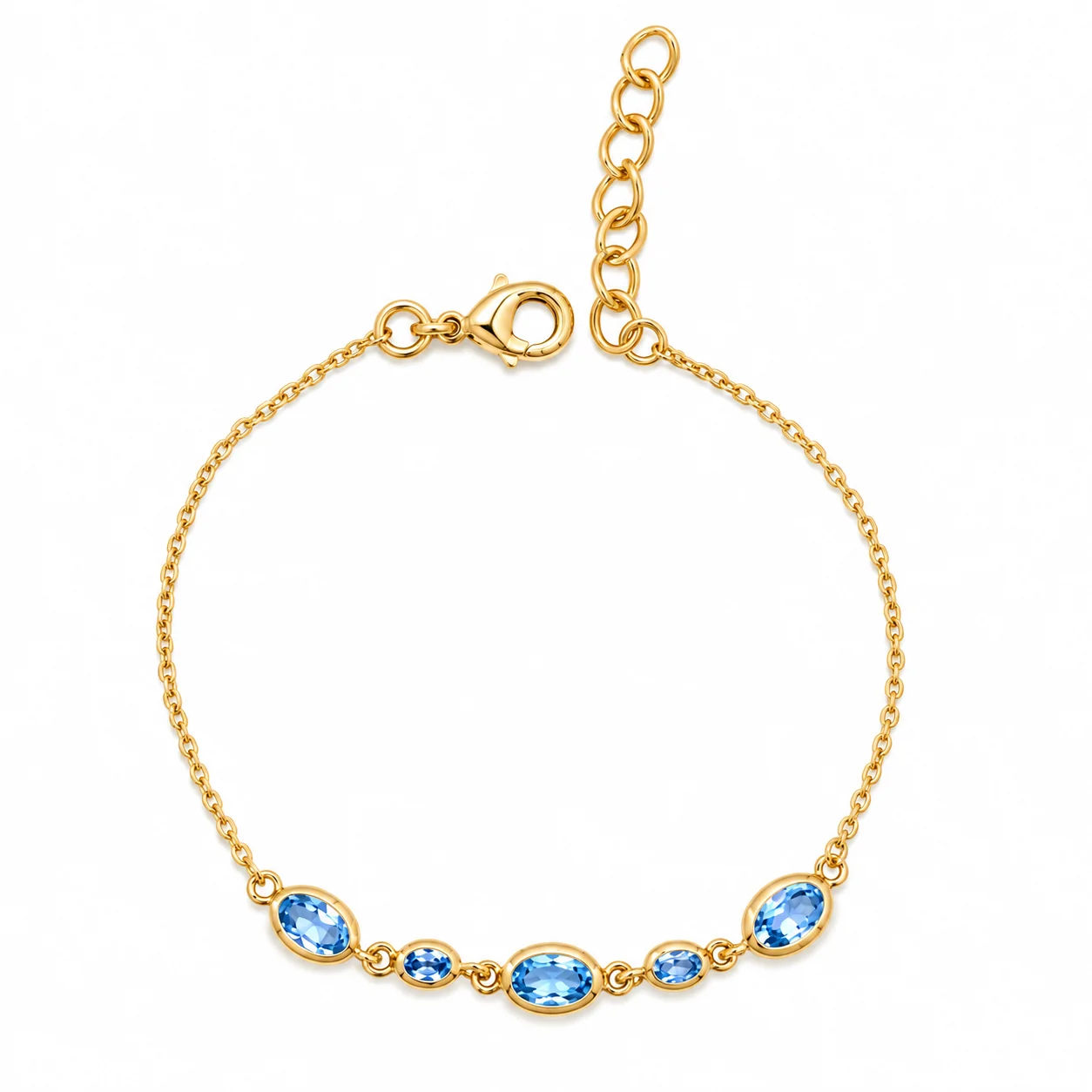 Delicate Gold Bracelet with Blue Gemstones