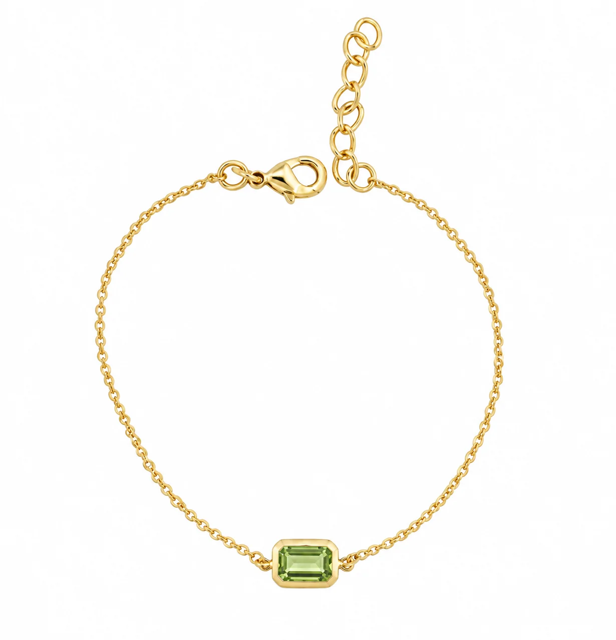 Delicate Gold Bracelet with Green Gemstone