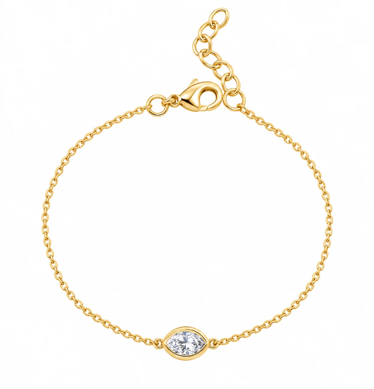 Delicate Gold Bracelet with Marquise Gemstone