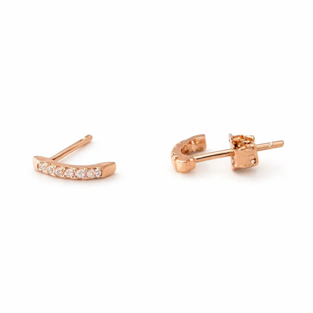 Delicate Rose Gold Half Hoop Diamond Earrings