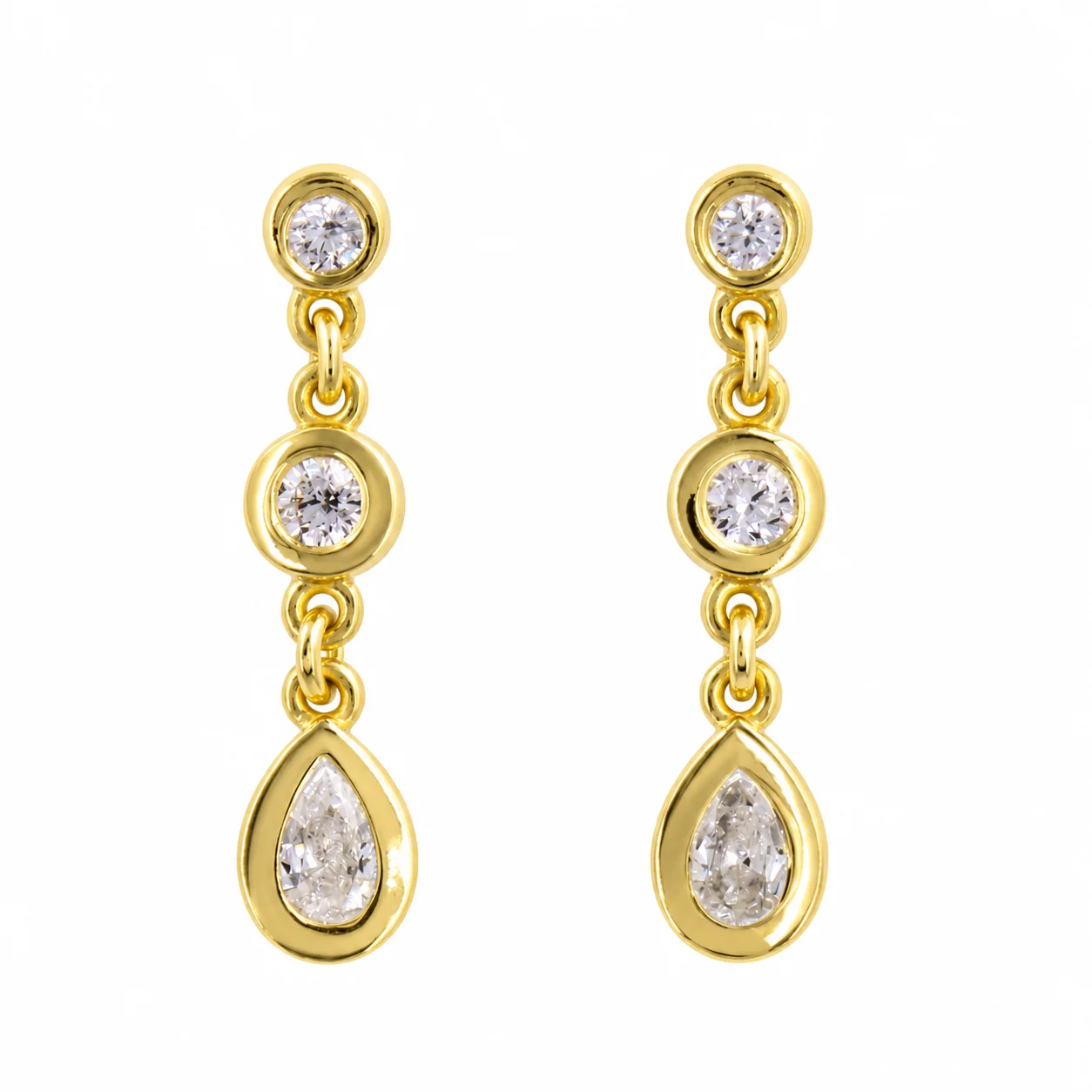 Elegant Gold Pear-Cut Diamond Drop Earrings