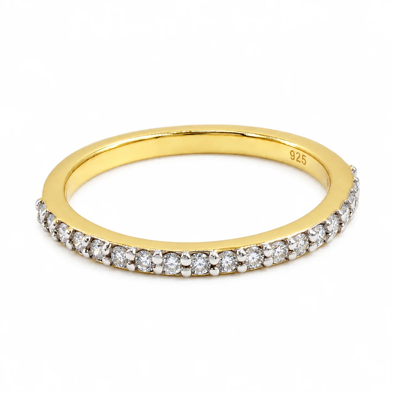 Elegant Gold Plated Silver Diamond Ring