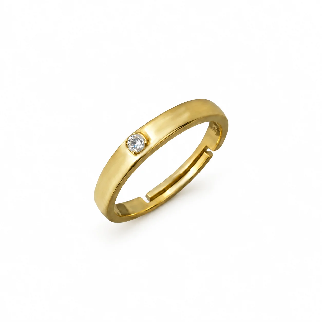 Elegant Gold Single Stone Adjustable Ring