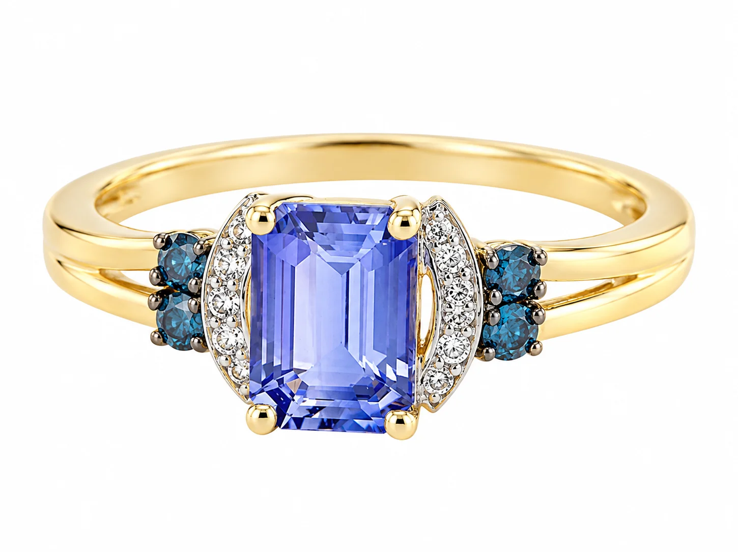 Emerald-Cut Tanzanite Split-Shank Ring