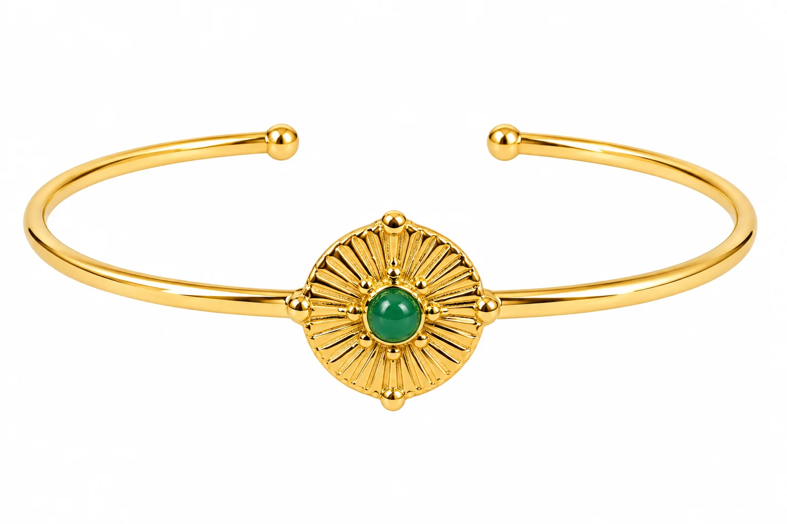 Emerald Sunburst Gold Cuff