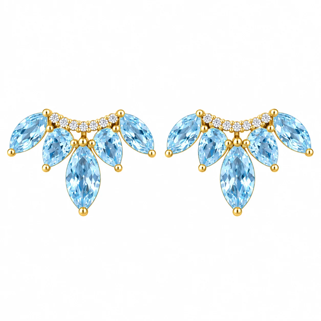 Gold and Blue Gemstone Earrings