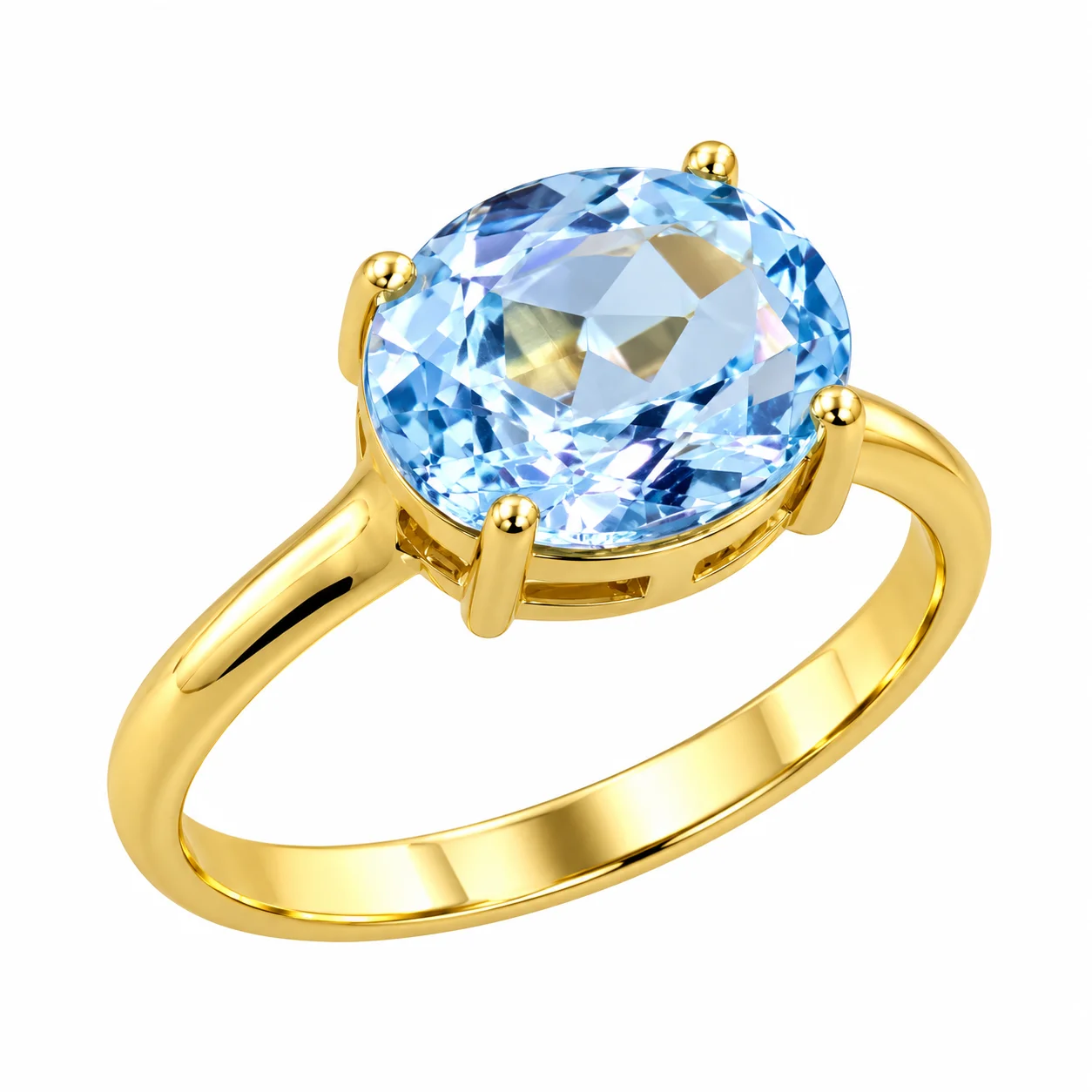 Gold Aquamarine Solitaire Ring