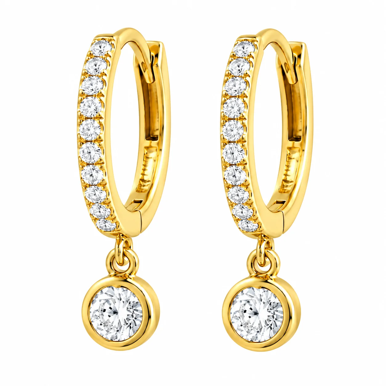 Gold Hoop Earring with Pendent