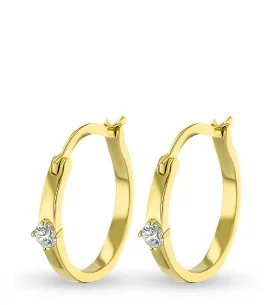 Gold Oval Shape Hoop Diamond Earrings