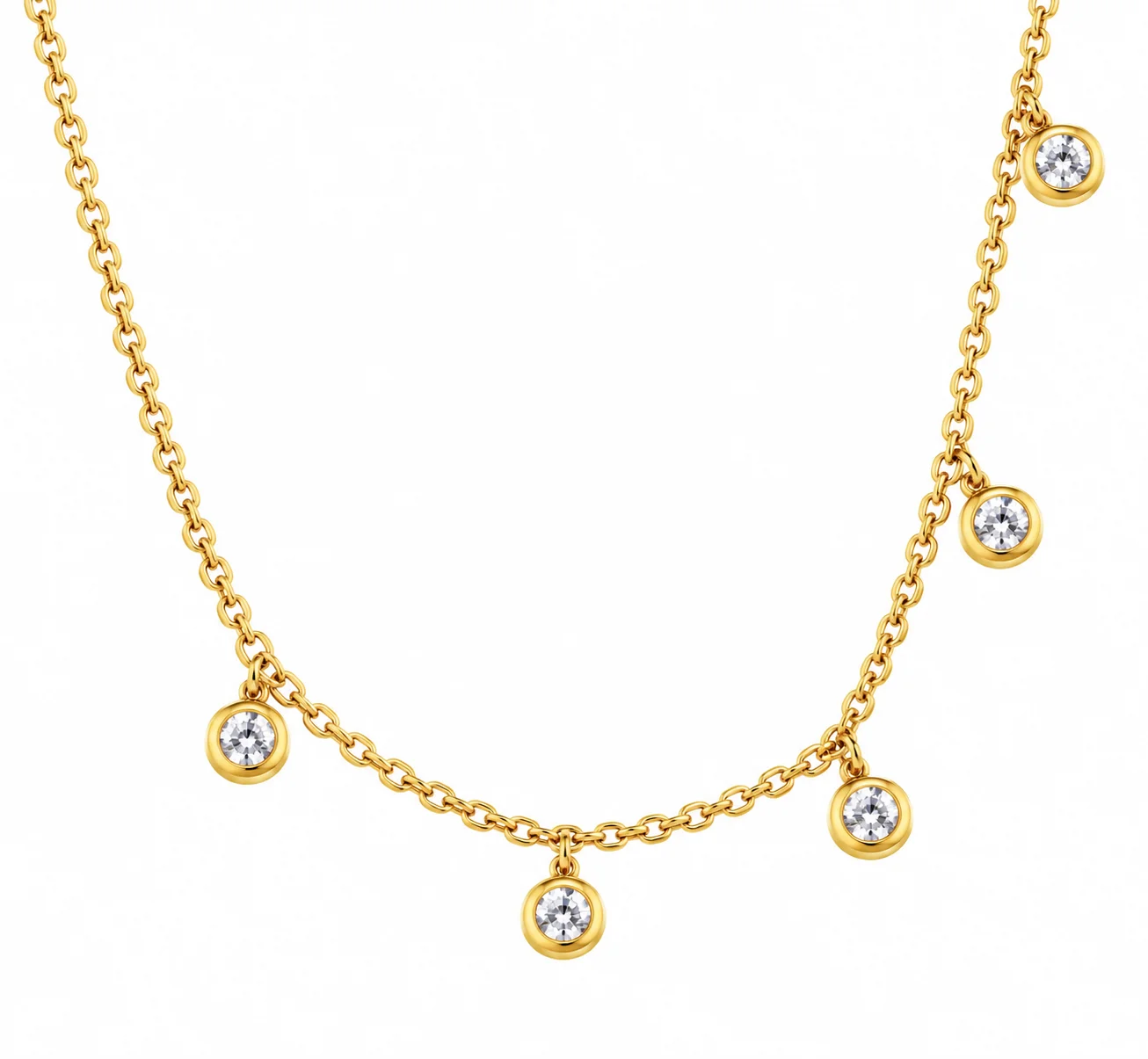 Golden Chain Diamond Charm Necklace