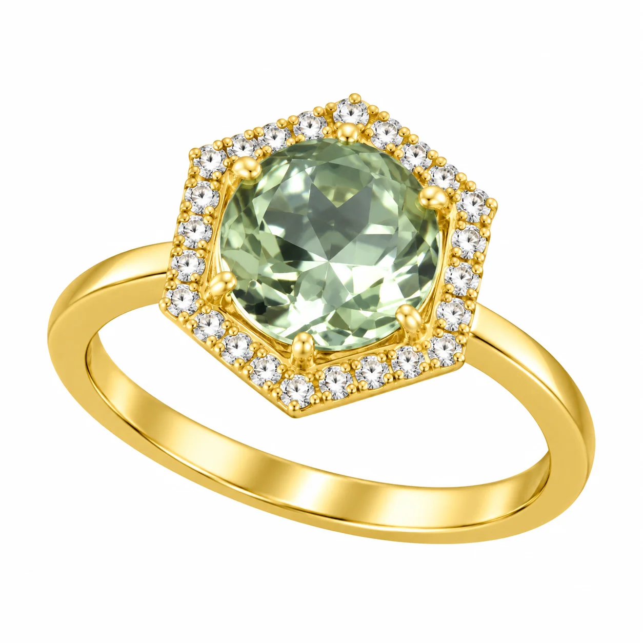 Green Quartz Shaped Gold Ring