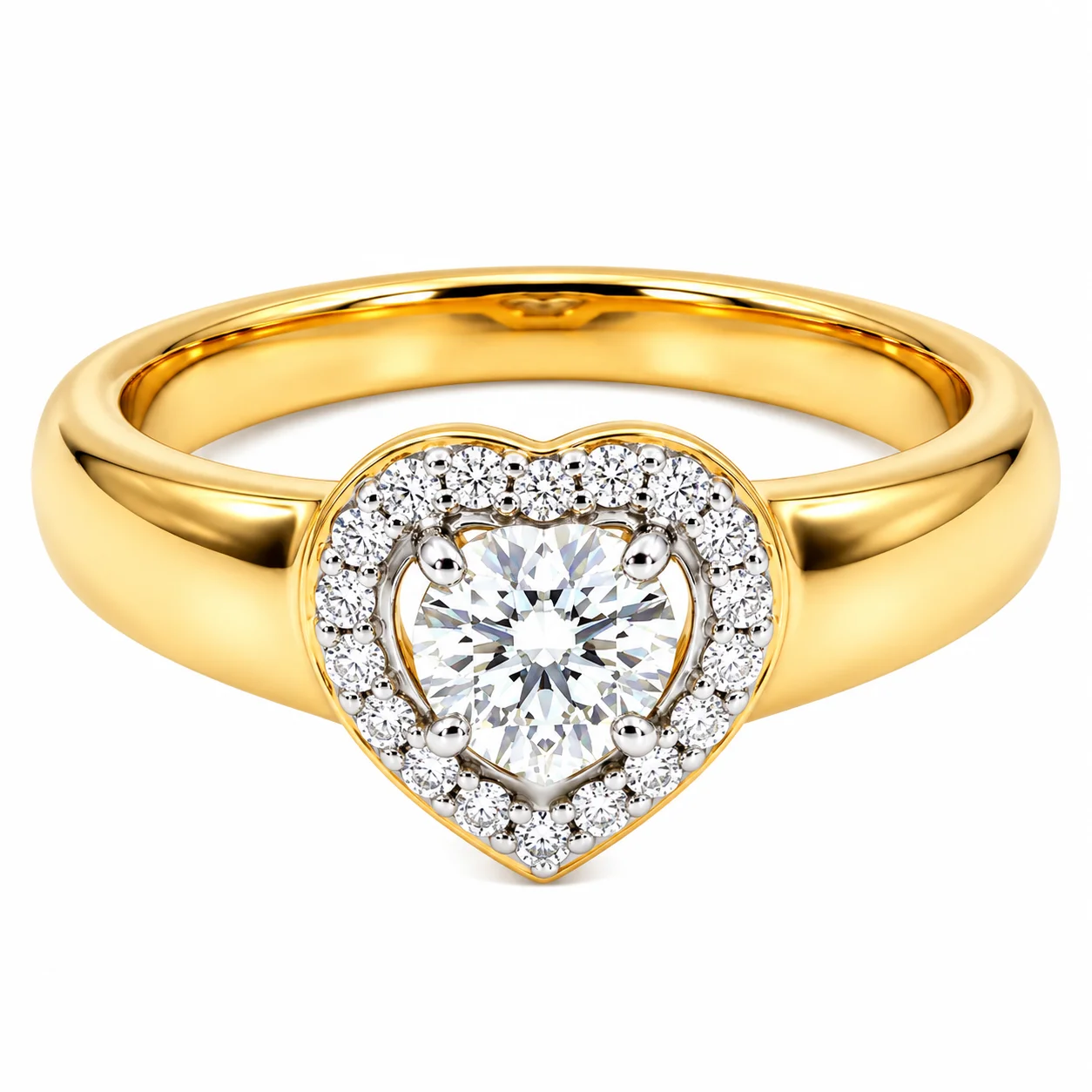 Heart-Shaped Diamond Gold Ring