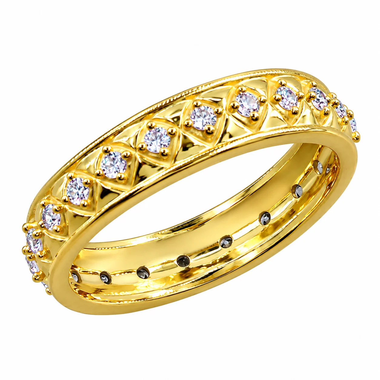 Ornate Gold Diamond Band Ring