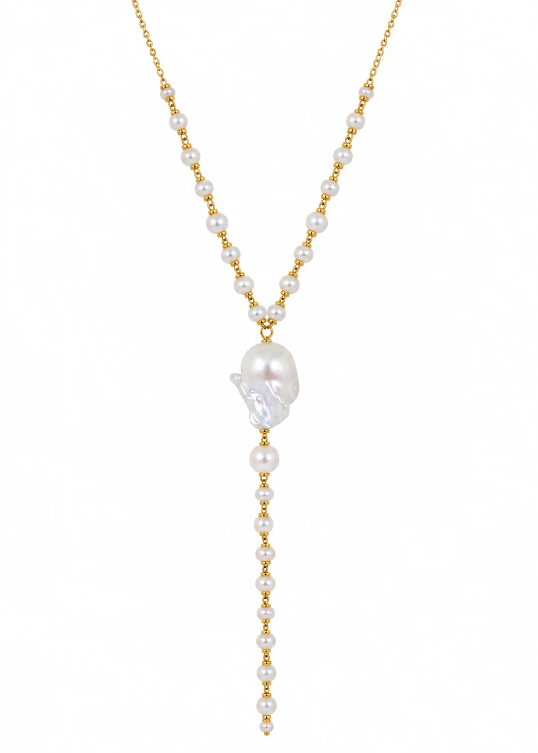 Pearl Necklace In Y Chain Design