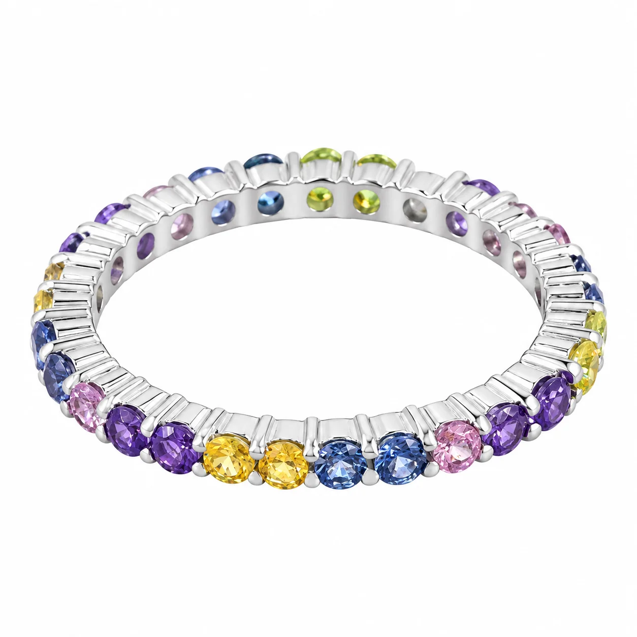 Rainbow Gemstone Eternity Ring