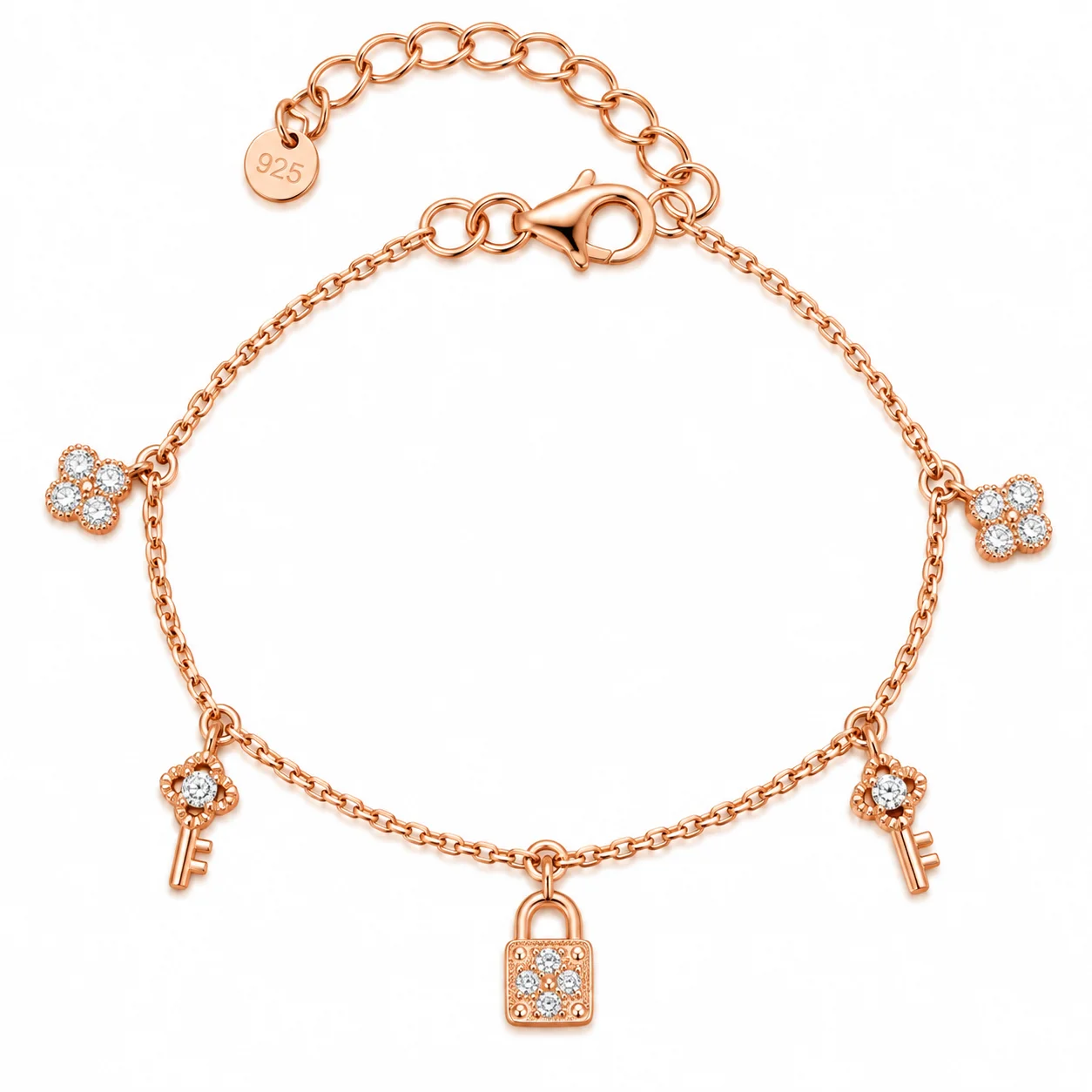 Rose Gold 925 Charm Bracelet