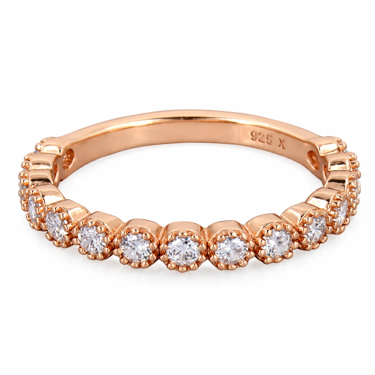 Rose-Gold Beaded Gemstone Ring