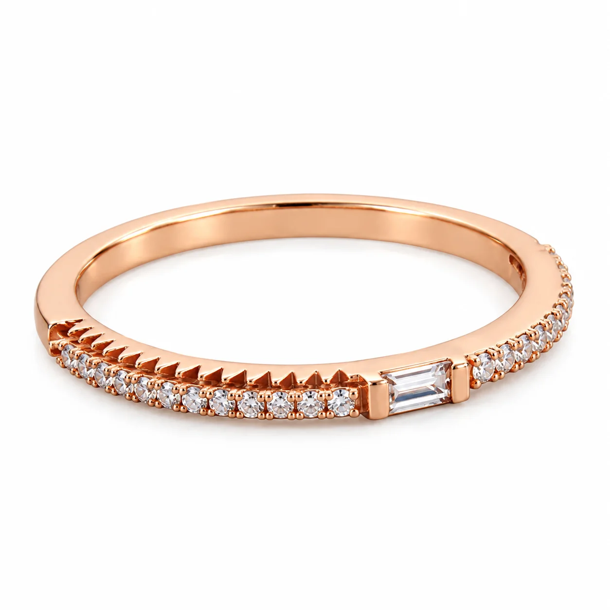 Rose Gold Geometric Pave Ring