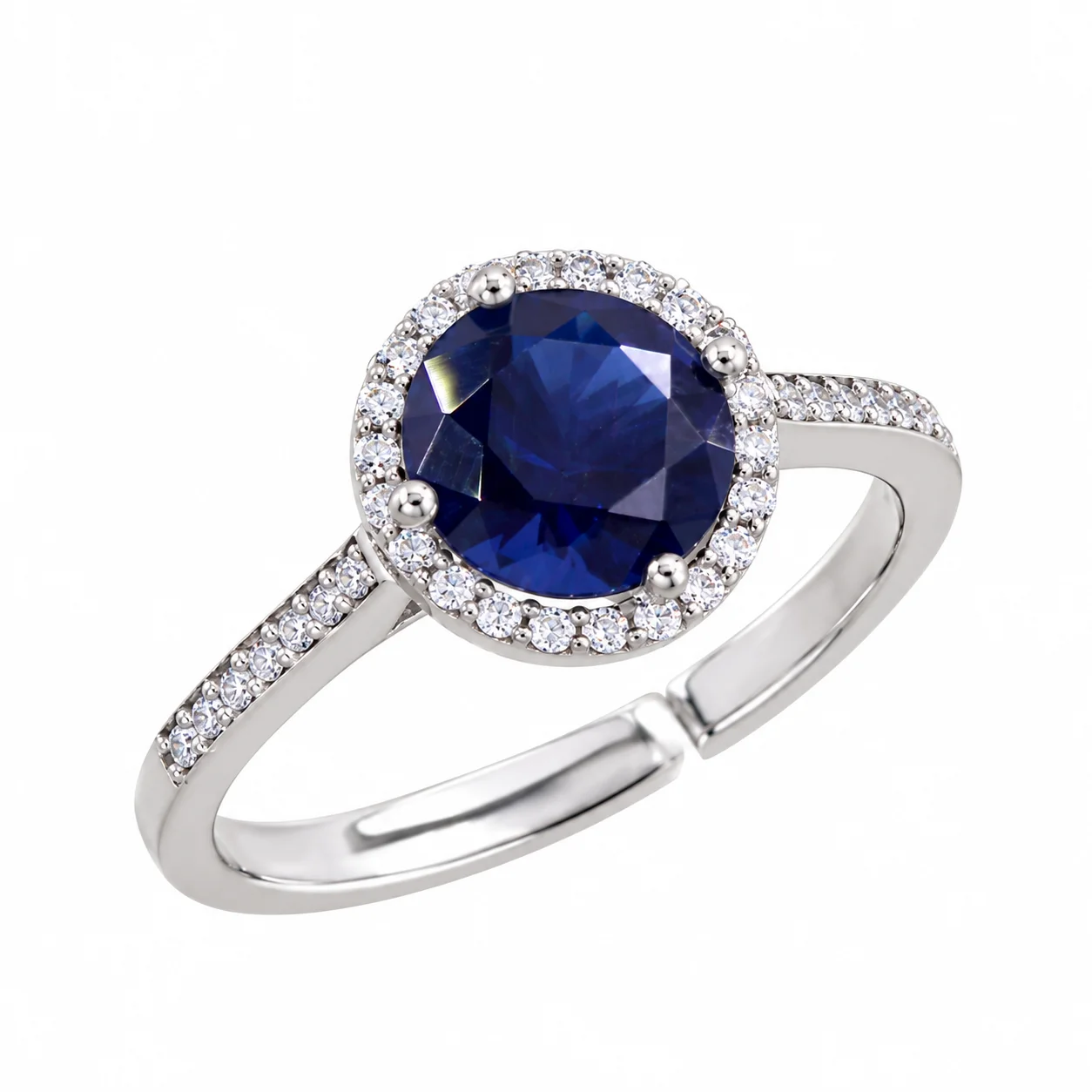 Sapphire Halo Diamond Ring