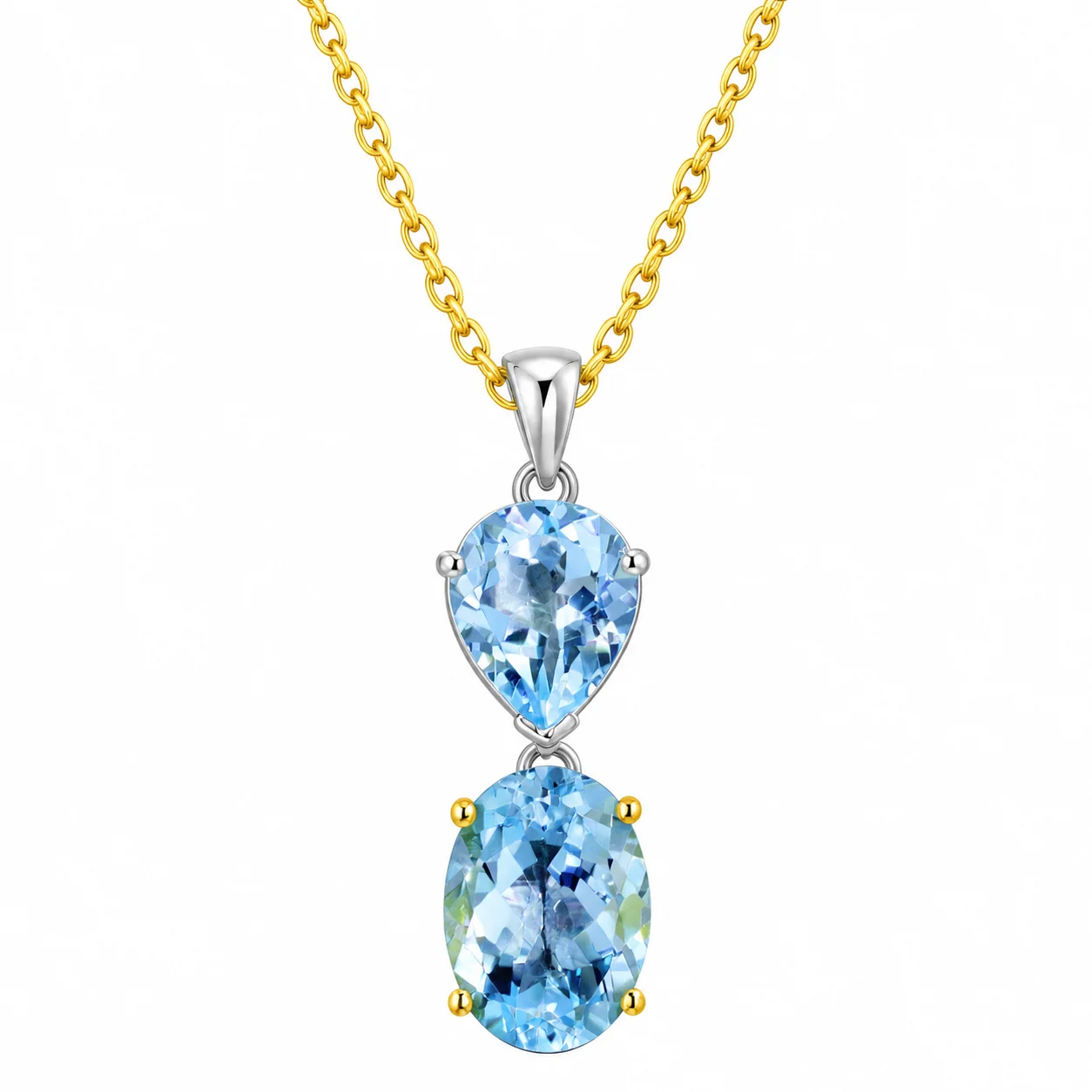 Two-Tone Aquamarine Drop Necklace